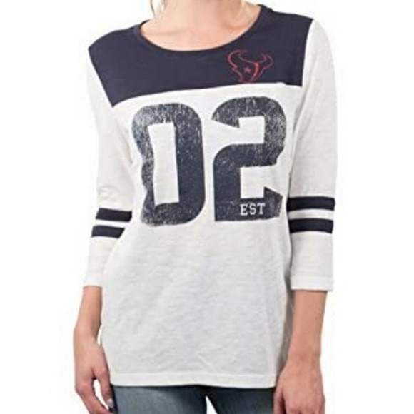 Ultra Game NFL Houston Texans Vintage 3/4 Long Sleeve Tee Shirt Size L - Picture 1 of 8